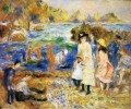 scène de plage guernesey Pierre Auguste Renoir